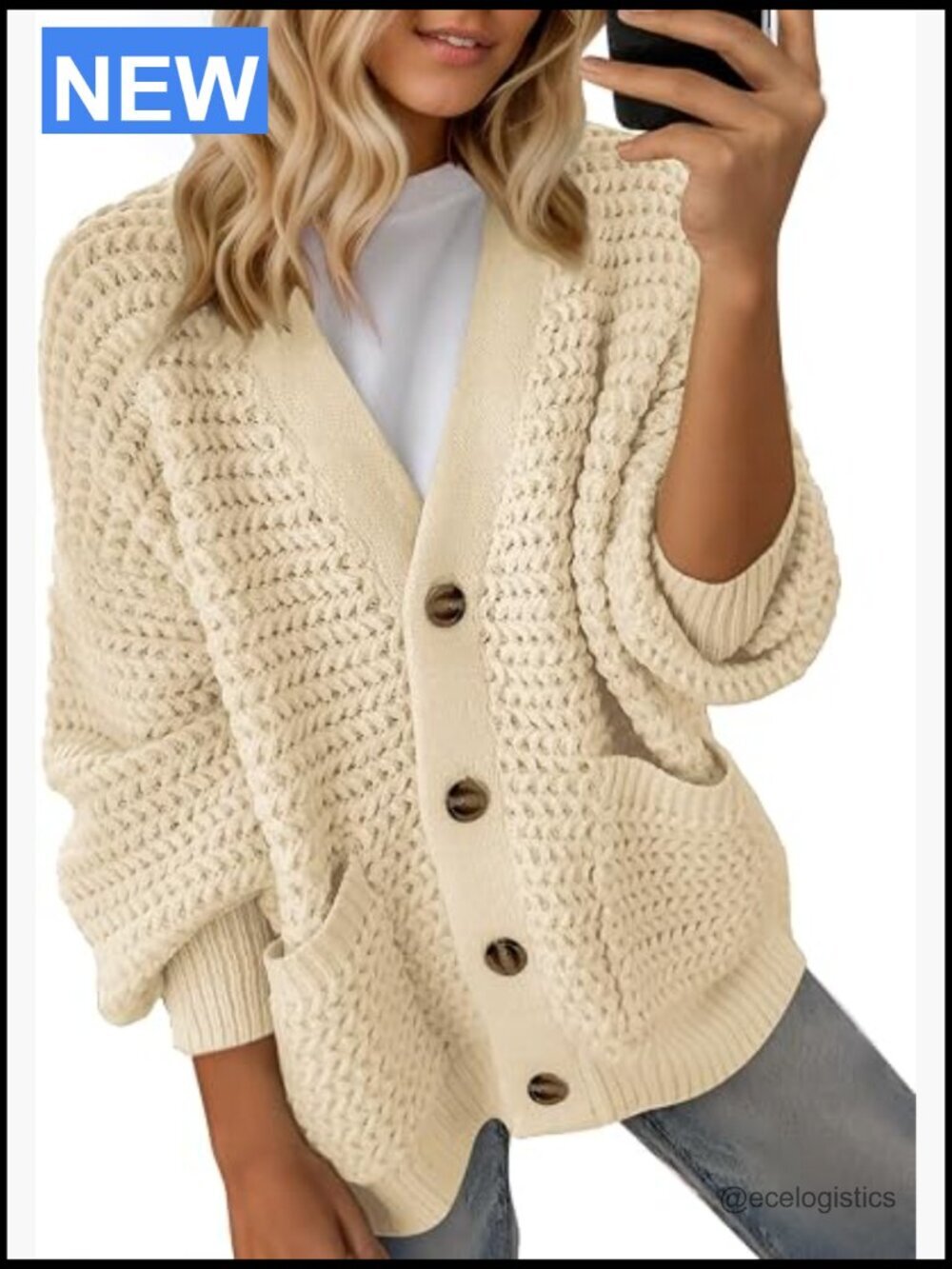 Women's Open Front Long Sleeve Chunky Knit Cardigan Sweater Coat